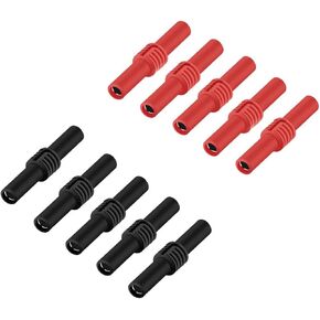 4mm Banana Female to Female Socket Jack Adapter Connector, Insulated 4mm Banana Plug Connector Black and Red -(10 PCS)