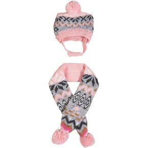 Dog Hat & Scarf Set, Dog Knitted Hat Pet Christmas Winter Warm Caps Cute Accessories Neck Ear Warmer Hood Warm Scarf Party Decoration for Pet Cat and Dog fit for Small A-pink diamond Medium