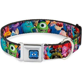 Buckle-Down Seatbelt Buckle Dog Collar - Monsters University Monsters Stacked - 1.5" Wide - Fits 18-32" Neck - Large