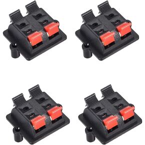 uxcell 2 Row 4 Way Spring Speaker Terminal Clip Push Release Connector Cable Terminals Strip Block WP4-03 4Pcs