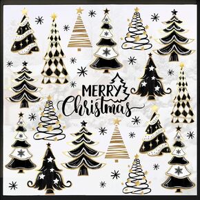 Mfault Merry Christmas Snowman Window Clings 4 Sheets, Xmas Tree Sleigh Peppermint Candy Snowflake Stickers Decals Decorations, 2025 New Year Holiday Gifts Home Kitchen Decor