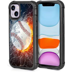 Compatible with iPhone 13 Case iPhone 14 Case Camo Leaf Design for Men Boys, 3-Layer Rugged Shockproof Hard Plastic Bumper +Soft Silicone Rubber Heavy Duty Protection Cover