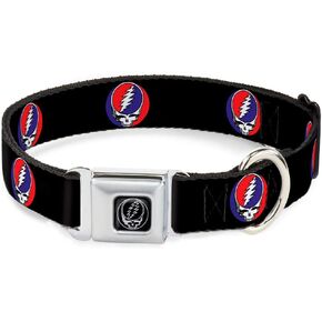 Buckle-Down Seatbelt Buckle Dog Collar - Steal Your Face Repeat Black/Color - 1" Wide - Fits 11-17" Neck - Medium
