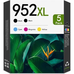 952XL Ink Cartridges High Yield (5-Pack, 2Black/1Cyan/1Magenta/1Yellow) Replacement for 952XL 952 Ink Cartridges for OfficeJet Pro 8710 8715 8720 8702 8210 7740 Printer