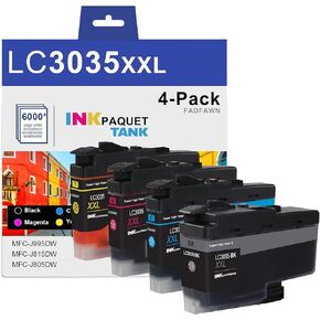 LC3035 XXL Ultra High Yield Ink Cartridge Black/Cyan/Magenta/Yellow (4-Pack) - LC3035XXL LC3033 Ink Cartridges Replacement for Brother Ink Cartridge LC3035 for MFC-J995DW MFC-J815DW MFC-J805DW Printer