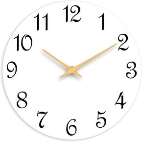 Wall Clock, 10 Inch Modern Wall Clocks Battery Operated, Silent Non Ticking Clock Decorative for Kitchen, Living Room, Bathroom, Office, Bedroom(Black Gold)