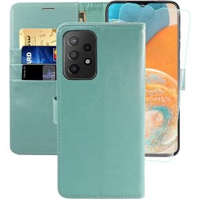حافظة محفظة MONASAY متوافقة مع هاتف Galaxy A23 5G، [واقي شاشة زجاجي متضمن] [حجب RFID] غطاء هاتف خلوي من الجلد القابل للطي مع حامل بطاقة الائتمان، أرجواني in Kuwait