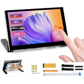 5inch DSI LCD 5-Point Capacitive Touch Screen Monitor for Raspberry Pi Pi5/4B/3B+/3B/3A+/CM4/CM3+/CM3, 1024 x 600 Resolution IPS Display Screen, DSI Interface, 178° Viewing Angle, No Driver Required