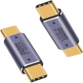 40Gbps USB C Adapter, USB C Male to Male Adapter, USB Type C Extender Support 100W, 40Gbps, 8K Suitable for Laptop, Tablet and More Type C Devices (2-Pack)