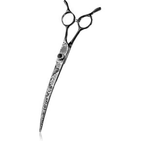 JASON Dog Grooming Scissors Kit, Professional 6 in 1 Dog Scissors Set - Thinning Shear, Straight Scissor, Dog Chunker, Down-curved Shears and Comb for Dog Cat Pet (Black, 8")