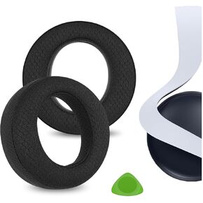 Geekria Comfort Mesh Fabric Replacement Ear Pads for Sony PlayStation Pulse Elite Headphones Ear Cushions, Headset Earpads, Ear Cups Cover Repair Parts (Black)