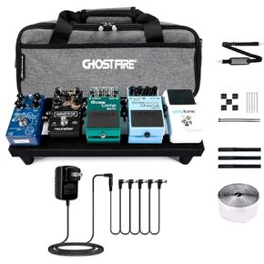 Ghost Fire Guitar Pedal Board Aluminum Alloy 1.76lb Super light Effect Pedalboard 19.8''x11.5'' with Carry Bag,SPL-04 and Power Supply GS10-SE