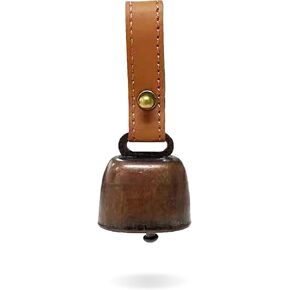 TSJ Dog Cat Collar Bell with Leather Button Strap Pet Collar Accessories Collar Charm Pendant Pet Tracker Anti-Lost Training Bells for Collars, Red Bronze