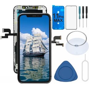 for iPhone 11 Pro Max LCD Screen Replacement 6.5 Inch Assembly Display 3D Touch Screen Digitizer with Repair Tools Kit Waterproof Adhesive Scrren Protector for A2161, A2220, A2218