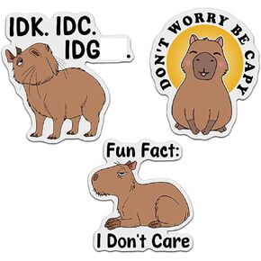3 PCs Don't Worry Be Capy Capybara Sticker, Fun Fact I Don't Care Stickers 3 Inches