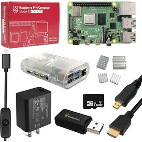 Raspberry Pi 4 Model B Starter Kit with 4GB RAM with 5v3a Charger Micro-HDMI Cable Heat Sink & 32 GB MicroSD Card