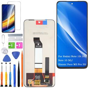 Screen Replacement for Xiaomi Redmi Note 10t 5G / Note 10 5G Original, for Xiaomi Poco M3 Pro 5G LCD Touch Panel Display Digitizer Assembly Repair Parts with Kit