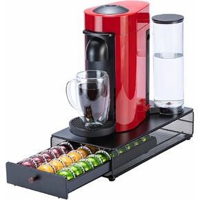 Flagship for Nespresso Pod Organizer Vertuo Pod Holder Coffee Pod Drawer Coffee Bar Design Black Metal(30 Pods Capacity)