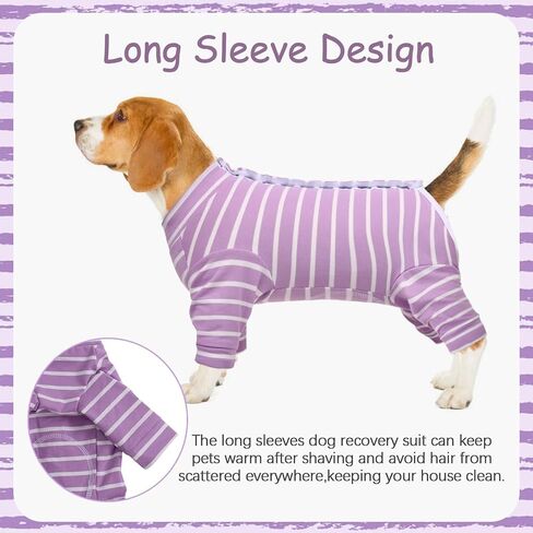 Kuoser Recovery Suit for Dogs Cats After Surgery, Long Sleeve Dog Surgery Recovery Suit, Dog Onesie for Abdominal Wounds Skin Disease, Anti-Licking Pet Surgical Snugly Suit (Purple, M) in Saudi Arabia