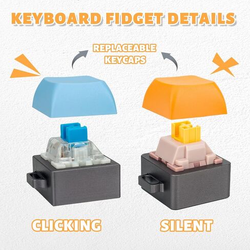 Byhoo 2 PCS Aluminum Alloy Keyboard Fidget, Lightweight Keyboard Clicker Fidget, Silent Mechanical Keycap Fidget Toy for Library & Quietness Place to Relief Stress in Saudi Arabia