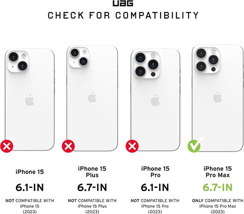 URBAN ARMOR GEAR UAG متوافق مع واقي شاشة iPhone 15 Pro Max Glass Shield Plus مقاس 6.7 بوصة زجاج مقوى مزدوج 9H فائق الوضوح ومضاد لبصمات الأصابع ومضاد للوهج شفاف/أسود in Kuwait