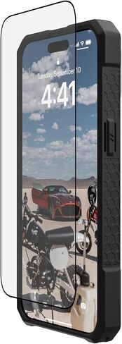 URBAN ARMOR GEAR UAG متوافق مع واقي شاشة iPhone 15 Pro Max Glass Shield Plus مقاس 6.7 بوصة زجاج مقوى مزدوج 9H فائق الوضوح ومضاد لبصمات الأصابع ومضاد للوهج شفاف/أسود in Kuwait