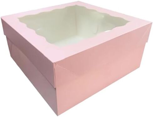 18Pcs (12.2x12.2x5.9 in) Mini Cake Boxes+18 Cakeboard+1 stickers with Display Window for Gift Giving, Bakesale, Cupcakes, Dessert, Cookies, Pie, Macaroons, Donuts, Pastry, (White), 12CDGH in Saudi Arabia