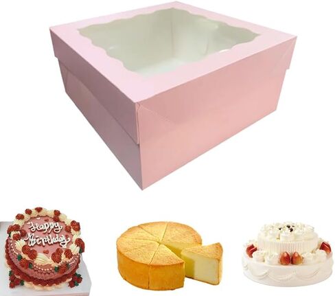 18Pcs (12.2x12.2x5.9 in) Mini Cake Boxes+18 Cakeboard+1 stickers with Display Window for Gift Giving, Bakesale, Cupcakes, Dessert, Cookies, Pie, Macaroons, Donuts, Pastry, (White), 12CDGH in Saudi Arabia