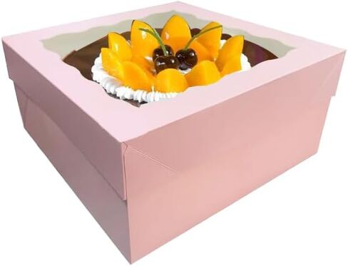18Pcs (12.2x12.2x5.9 in) Mini Cake Boxes+18 Cakeboard+1 stickers with Display Window for Gift Giving, Bakesale, Cupcakes, Dessert, Cookies, Pie, Macaroons, Donuts, Pastry, (White), 12CDGH in Saudi Arabia