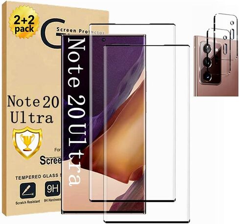 واقي شاشة Galaxy Note 20 Ultra، واقي شاشة زجاجي مقوى للغاية Note 20 【عبوتان + 2 】 واقي عدسة الكاميرا، واقي شاشة زجاجي مقوى بقوة 9H لهاتف Samsung Galaxy Note 20 Ultra in Kuwait