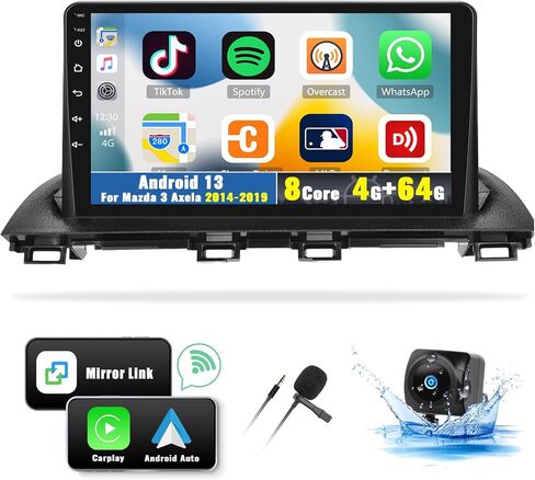 UNITOPSCI 4G + 64G 8 Core Android 13 راديو السيارة لمازدا 3 Axela 2014-2019 Wireless CarPlay Android Auto Bluetooth 5.0 DSP 32 EQ GPS Navigation 9 "شاشة لمس مرآة Link WiFi/FM/RDS/SWC كاميرا احتياطية in Saudi Arabia