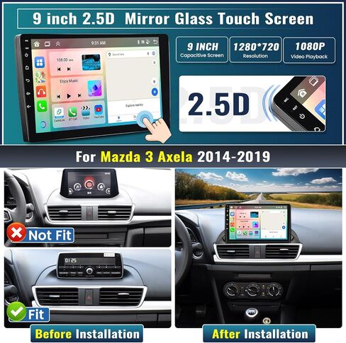 UNITOPSCI 4G + 64G 8 Core Android 13 راديو السيارة لمازدا 3 Axela 2014-2019 Wireless CarPlay Android Auto Bluetooth 5.0 DSP 32 EQ GPS Navigation 9 "شاشة لمس مرآة Link WiFi/FM/RDS/SWC كاميرا احتياطية in Saudi Arabia