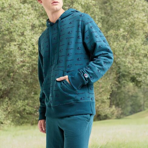 Champion Powerblend Hoodie for Men, Hooded Sweatshirt, All Over Classic Script in Saudi Arabia
