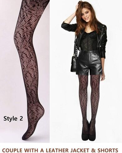 VERO MONTE 4 Styles Women Fishnet Pantyhose 4 Pairs Black Tights Snake Fishnets in Saudi Arabia