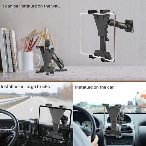 OHLPRO Tablet Holder for Truck, Heavy Duty iPad Mount for Drill Base 360°Adjustable 2-Stage Arm Car Stand for All 7" - 11.5" iPad Pro,Mini,Samsung Tab,Nexus, Great for Desks,Wall, Businesses in Kuwait