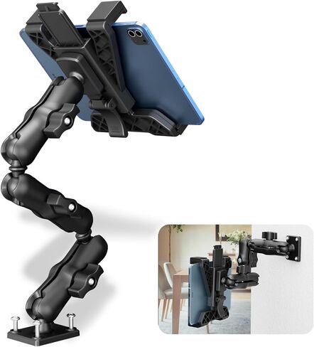 OHLPRO Tablet Holder for Truck, Heavy Duty iPad Mount for Drill Base 360°Adjustable 2-Stage Arm Car Stand for All 7" - 11.5" iPad Pro,Mini,Samsung Tab,Nexus, Great for Desks,Wall, Businesses in Kuwait