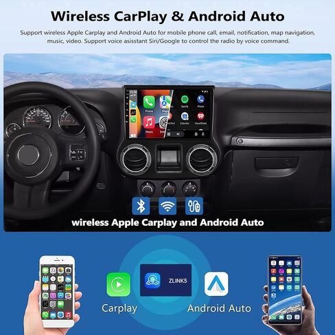 2G + 32G ستيريو سيارة أندرويد لعام 2015 2016 2017 ترقية راديو جيب رانجلر مع CarPlay اللاسلكي Andriod Auto 10.1 بوصة شاشة لمس بلوتوث راديو السيارة مع نظام تحديد المواقع العالمي (GPS) واي فاي FM AHD كاميرا احتياطية in Saudi Arabia