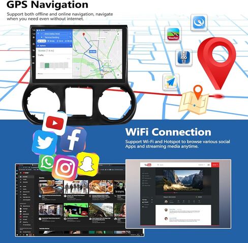 2G + 32G ستيريو سيارة أندرويد لعام 2015 2016 2017 ترقية راديو جيب رانجلر مع CarPlay اللاسلكي Andriod Auto 10.1 بوصة شاشة لمس بلوتوث راديو السيارة مع نظام تحديد المواقع العالمي (GPS) واي فاي FM AHD كاميرا احتياطية in Saudi Arabia