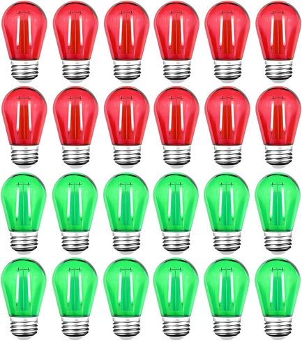 15 Pack S14 LED Red String Light Bulbs, Shatterproof 2 Watt Red Replacement Bulbs for Outdoor String Light, Waterproof Decorative E26 Base Red Filament Edison Christmas Light Bulbs, 120V in Saudi Arabia