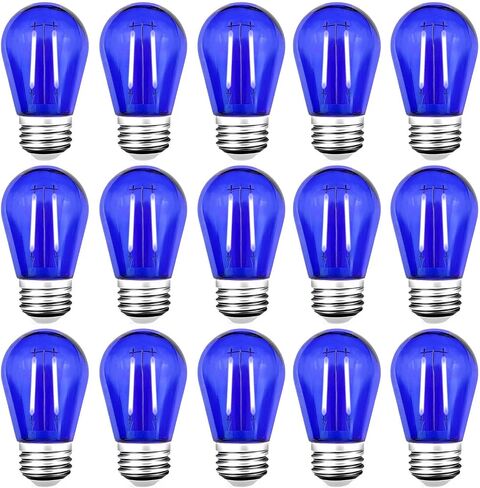 15 Pack S14 LED Red String Light Bulbs, Shatterproof 2 Watt Red Replacement Bulbs for Outdoor String Light, Waterproof Decorative E26 Base Red Filament Edison Christmas Light Bulbs, 120V in Saudi Arabia