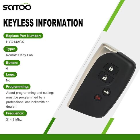 SCITOO 1X Remotes Key Fob 2013-2017 for Lexus LS460 2013-2016 for Lexus LS600h 314.3Mhz HYQ14ACX in Saudi Arabia