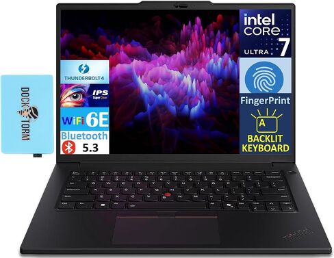 محطة عمل محمولة Lenovo ThinkPad P14s Gen 5 AI تعمل بالطاقة 14.5 IPS WUXGA (Intel Ultra 7-155H، 32GB DDR5، 2TB SSD، RTX 500 Ada 4GB، Backlit KB، بصمة الإصبع، Win 11 Pro) مع موسع منفذ USB DKZ in Saudi Arabia