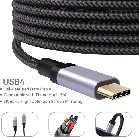 USB C Cable, USB4 Cable 240W Fast Charging, 40Gbps Data Transfer, 8K Video, Thunderbolt 4/3 Compatible, USB-C for iPhone 16, iPad, MacBook, Galaxy, Tablets & Laptops (3.3Ft) in Kuwait