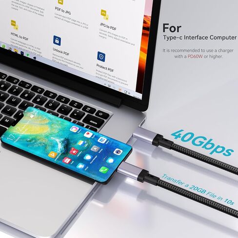 USB C Cable, USB4 Cable 240W Fast Charging, 40Gbps Data Transfer, 8K Video, Thunderbolt 4/3 Compatible, USB-C for iPhone 16, iPad, MacBook, Galaxy, Tablets & Laptops (3.3Ft) in Kuwait