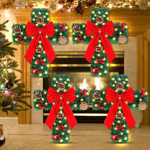 2 حزمة من زينة عيد الميلاد، أكاليل عيد الميلاد المتقاطعة مع الضوء، زخارف عيد الميلاد DIY لعطلة الشتاء وعيد الميلاد وحفلات رأس السنة وديكورات داخلية وخارجية (البطارية غير متضمنة) in Saudi Arabia