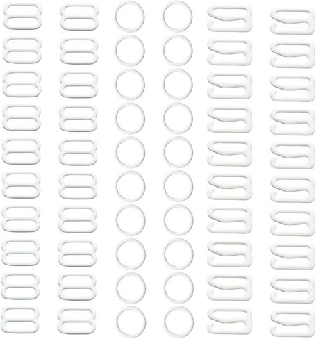 Lilaly 60 Pcs 12mm Bra Hooks for Straps 3 Styles Sewing Hooks Bra Rings and Sliders for Bra Straps(Black) in Saudi Arabia