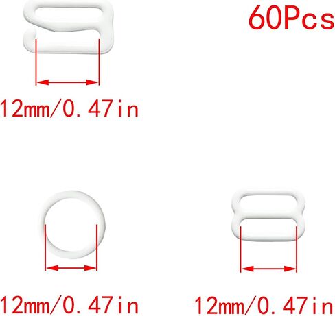 Lilaly 60 Pcs 12mm Bra Hooks for Straps 3 Styles Sewing Hooks Bra Rings and Sliders for Bra Straps(Black) in Saudi Arabia