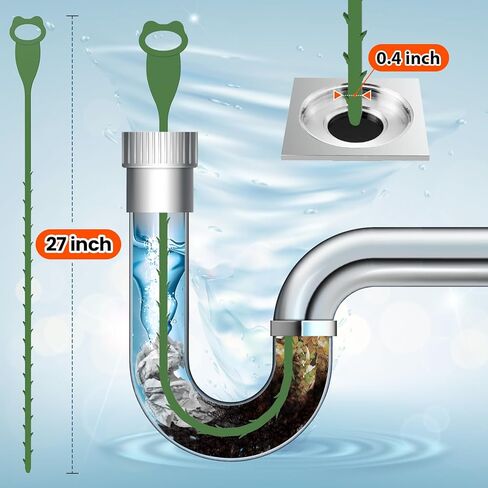 6 Pack 27 Inch Drain Snake Clog Remover, Drain Hair Catcher Sink Snake Drain Cleaner Drain Auger Removal Tool for Shower Kitchen Sink Bathroom Tub Sewer in Saudi Arabia