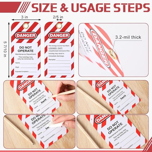 Landhoow 6 Set Lockout Tagout Locks Kit, Safety Padlocks with 6 Loto Locks Keyed Differently and 6 Lock Out Tag Out Tags Red for Lock Out Tag Out Stations and Devices Electrical Lockout Tagout Kits in Kuwait