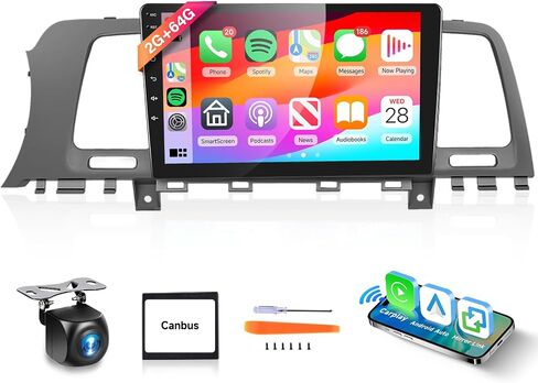 2G + 64G راديو السيارة أندرويد لنيسان مورانو 2011-2014 ستيريو سيارة مزدوج الدين مع Carplay اللاسلكي Android Auto، شاشة 9 بوصة تعمل باللمس صوت السيارة مع بلوتوث Canbus GPS WiFi Mirror Link FM RDS Camera Mic in Saudi Arabia